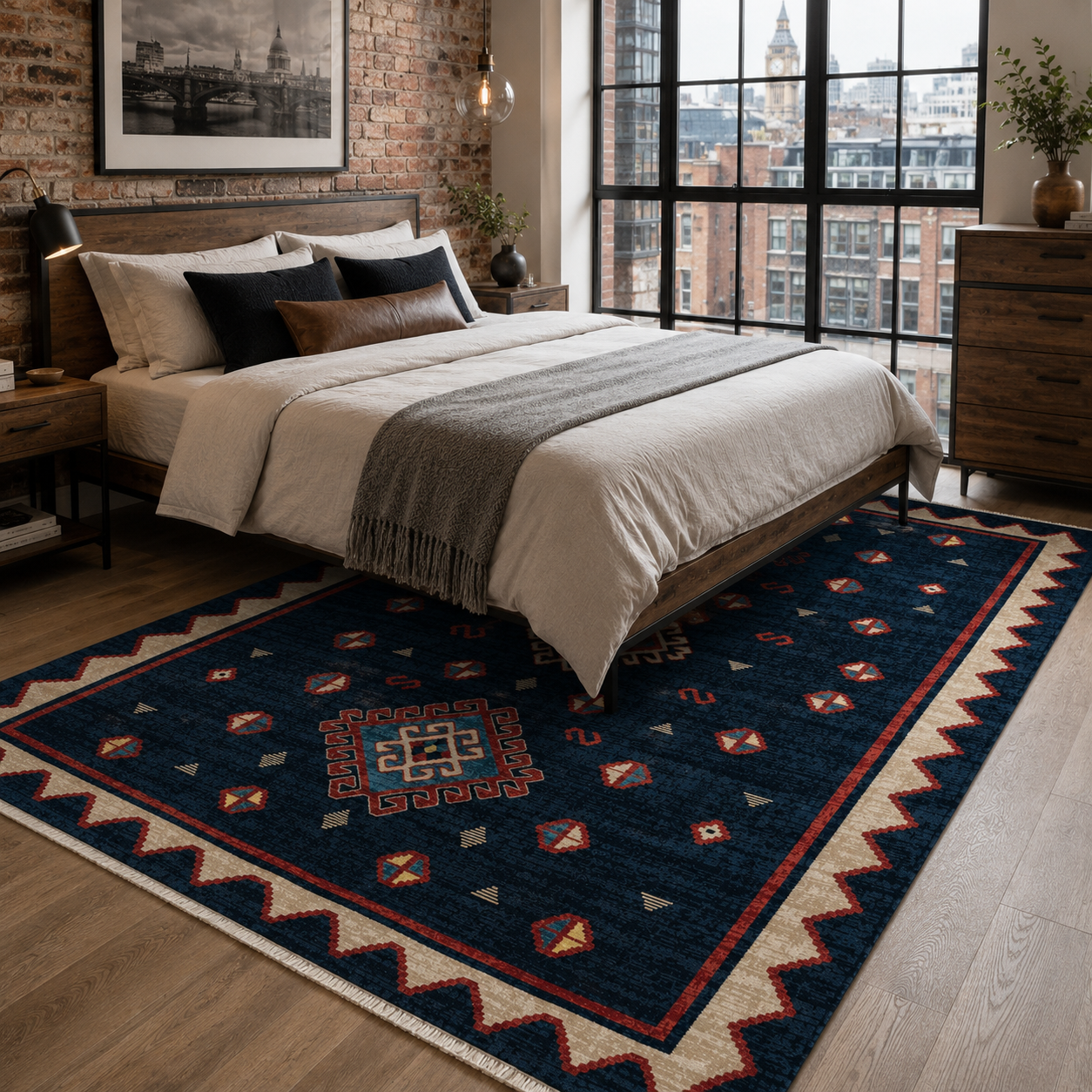 RW7068 washable chenille rug texture and pattern detail