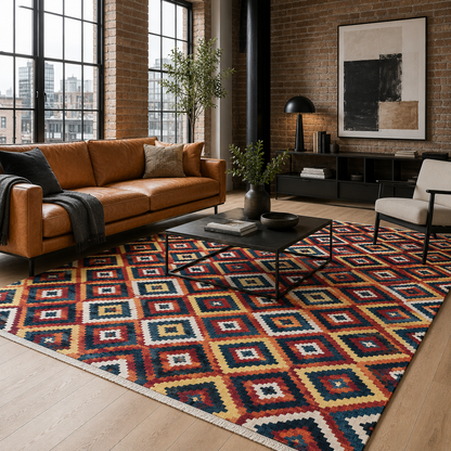 RW7069 washable chenille rug texture and pattern detail