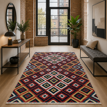RW7069 washable chenille rug texture and pattern detail