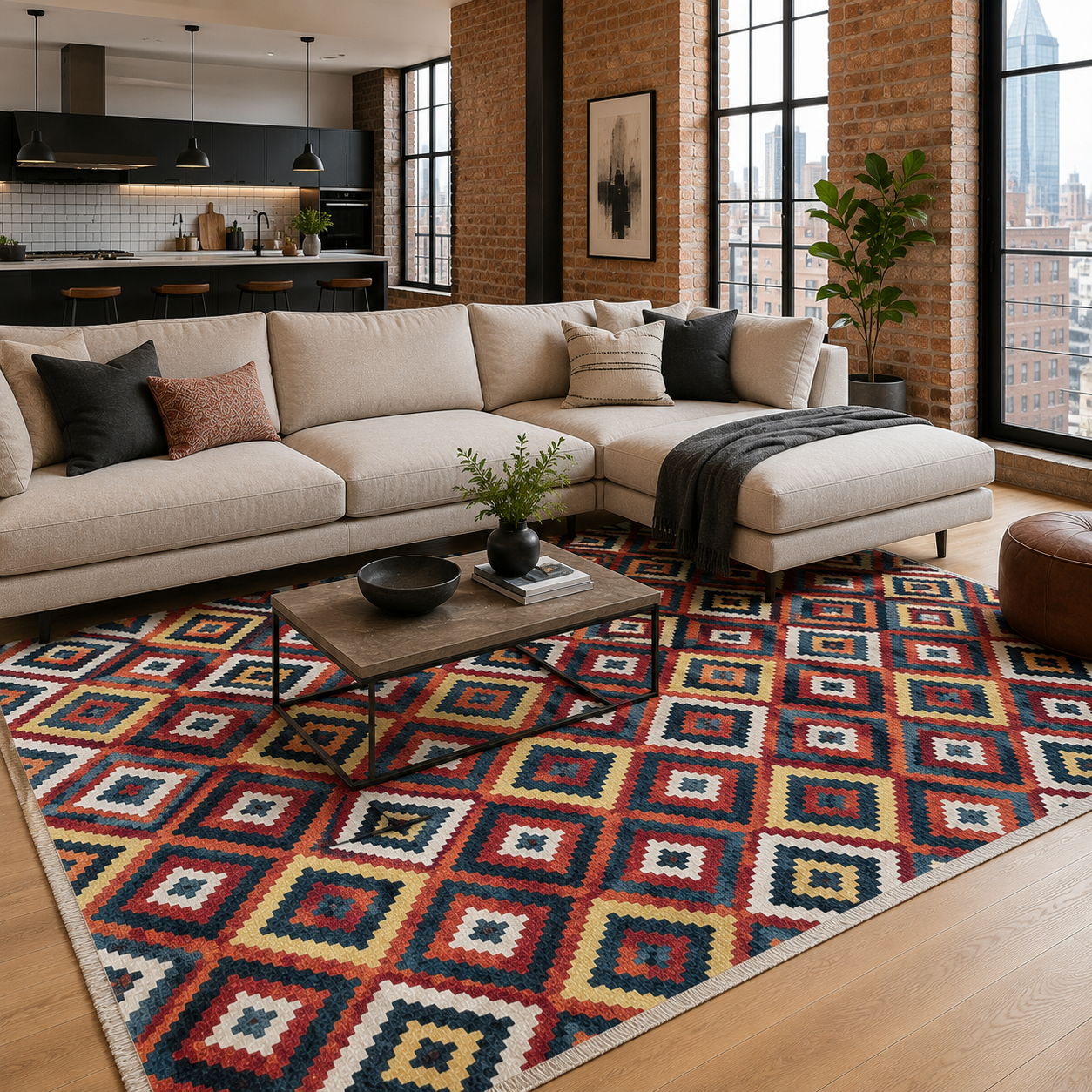 RW7069 washable chenille rug texture and pattern detail