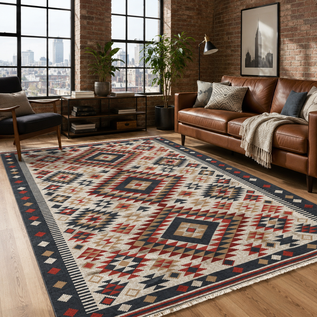 RW7072 washable chenille rug texture and pattern detail