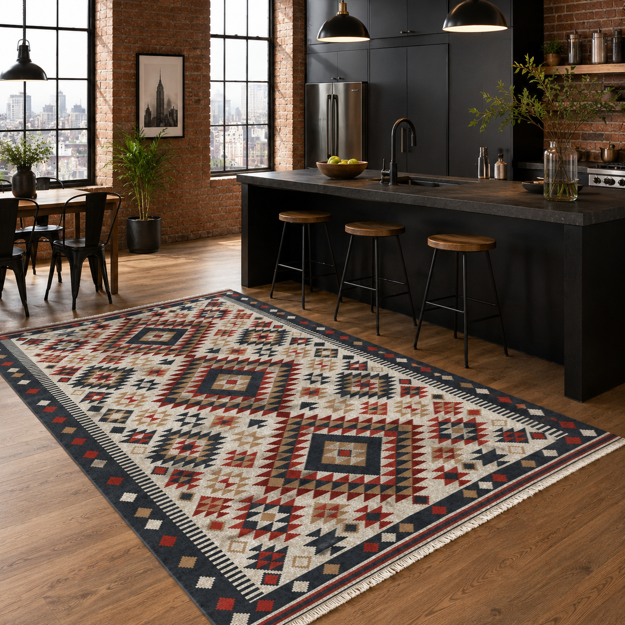 RW7072 washable chenille rug texture and pattern detail