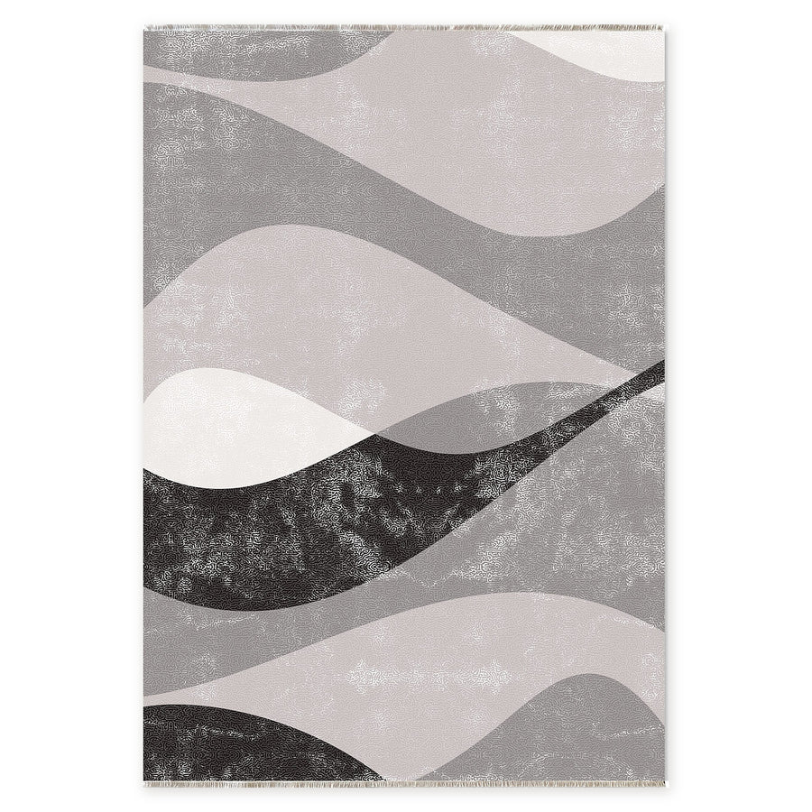 Rhythmic Geometry Slate Grey Washable Rug