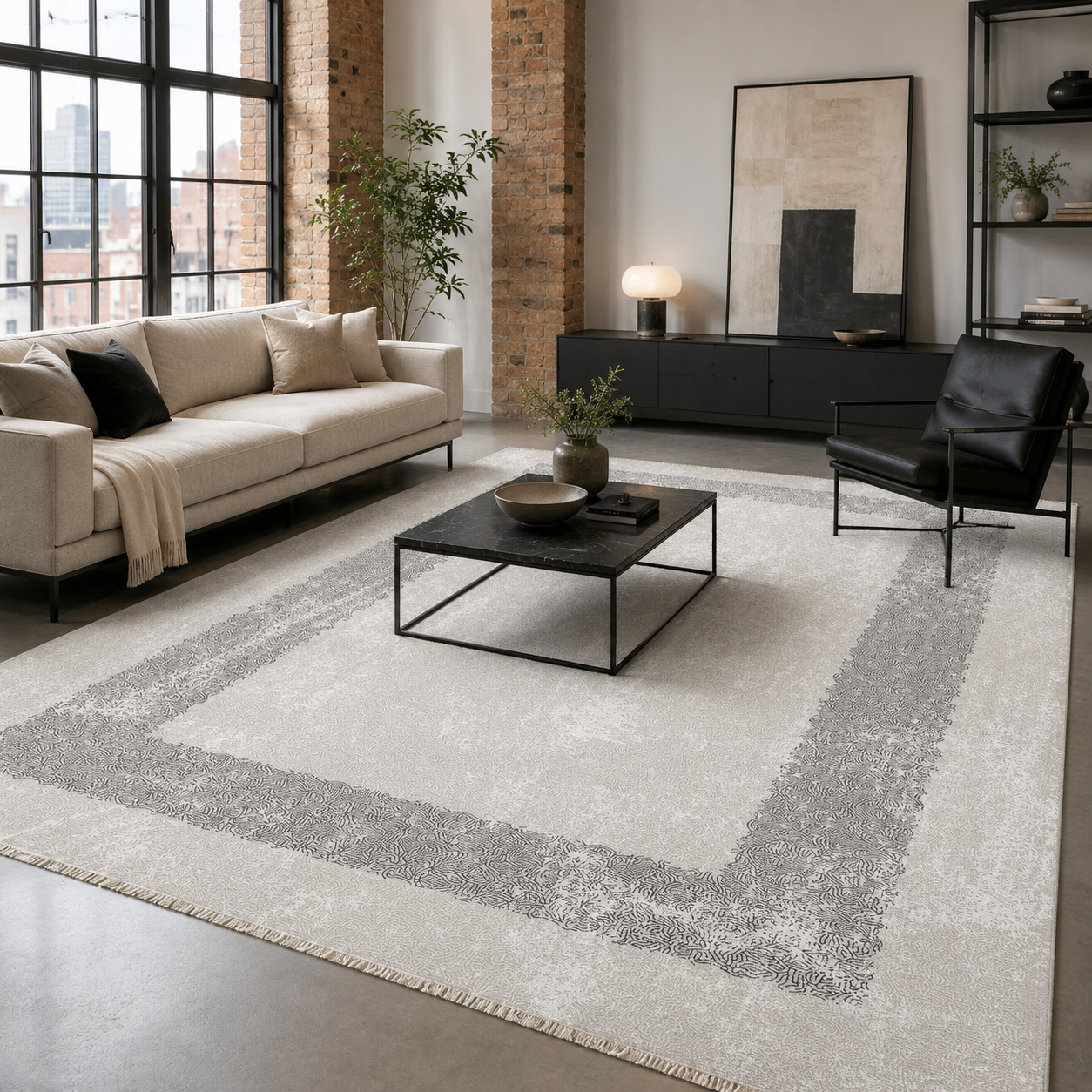 RW7074 washable chenille rug texture and pattern detail