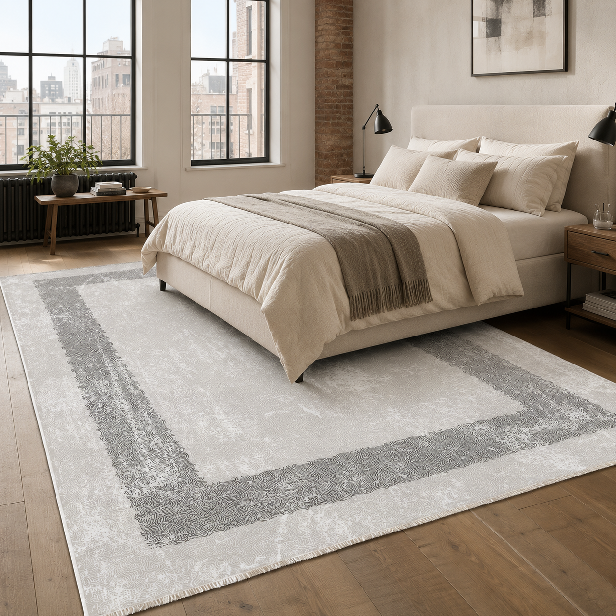 RW7074 washable chenille rug texture and pattern detail