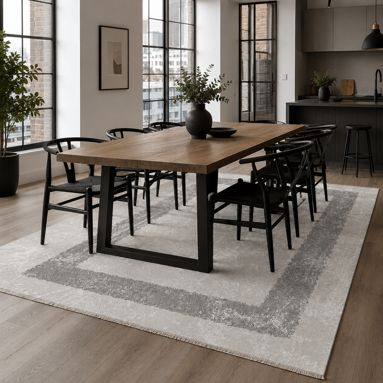 RW7074 washable chenille rug texture and pattern detail