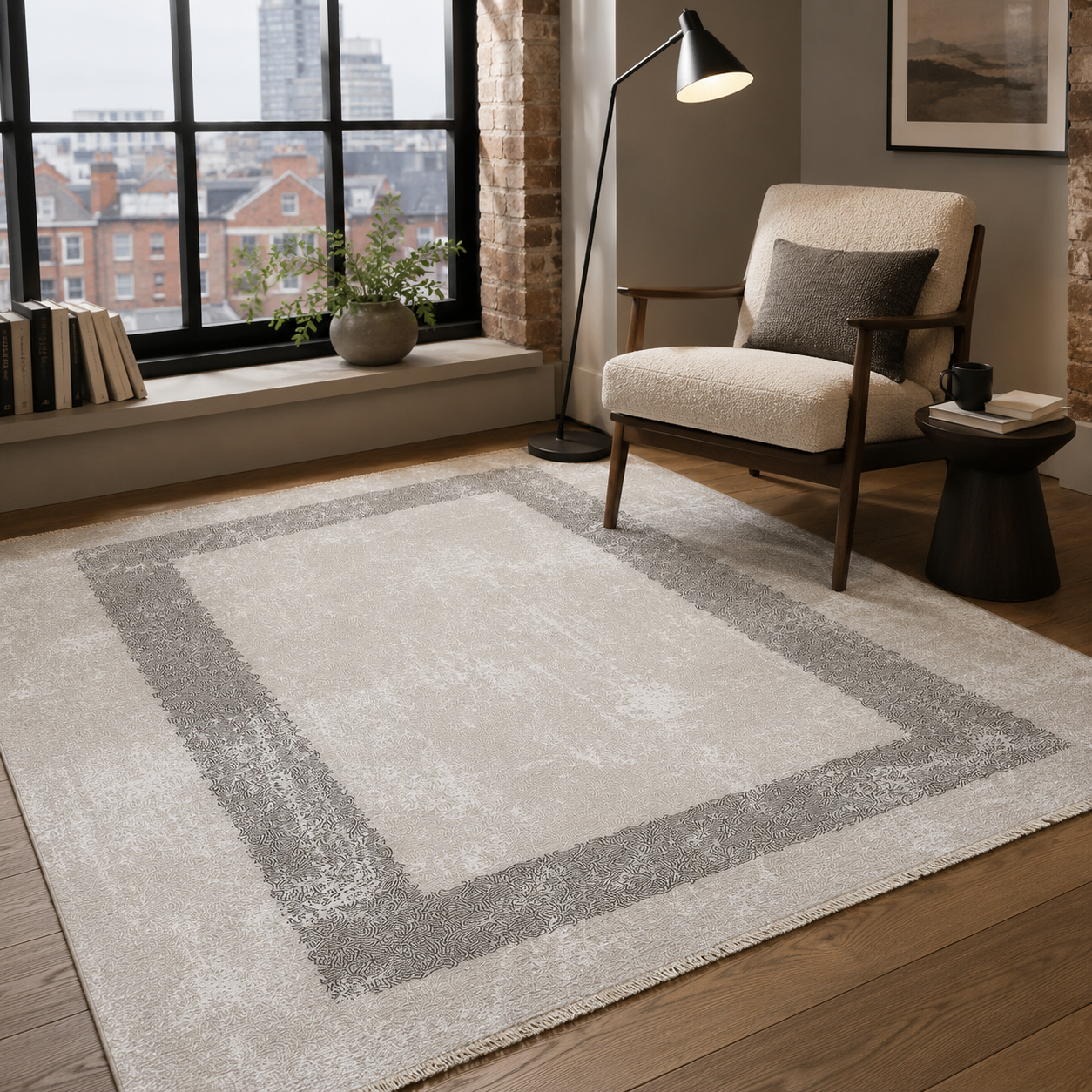 RW7074 washable chenille rug texture and pattern detail