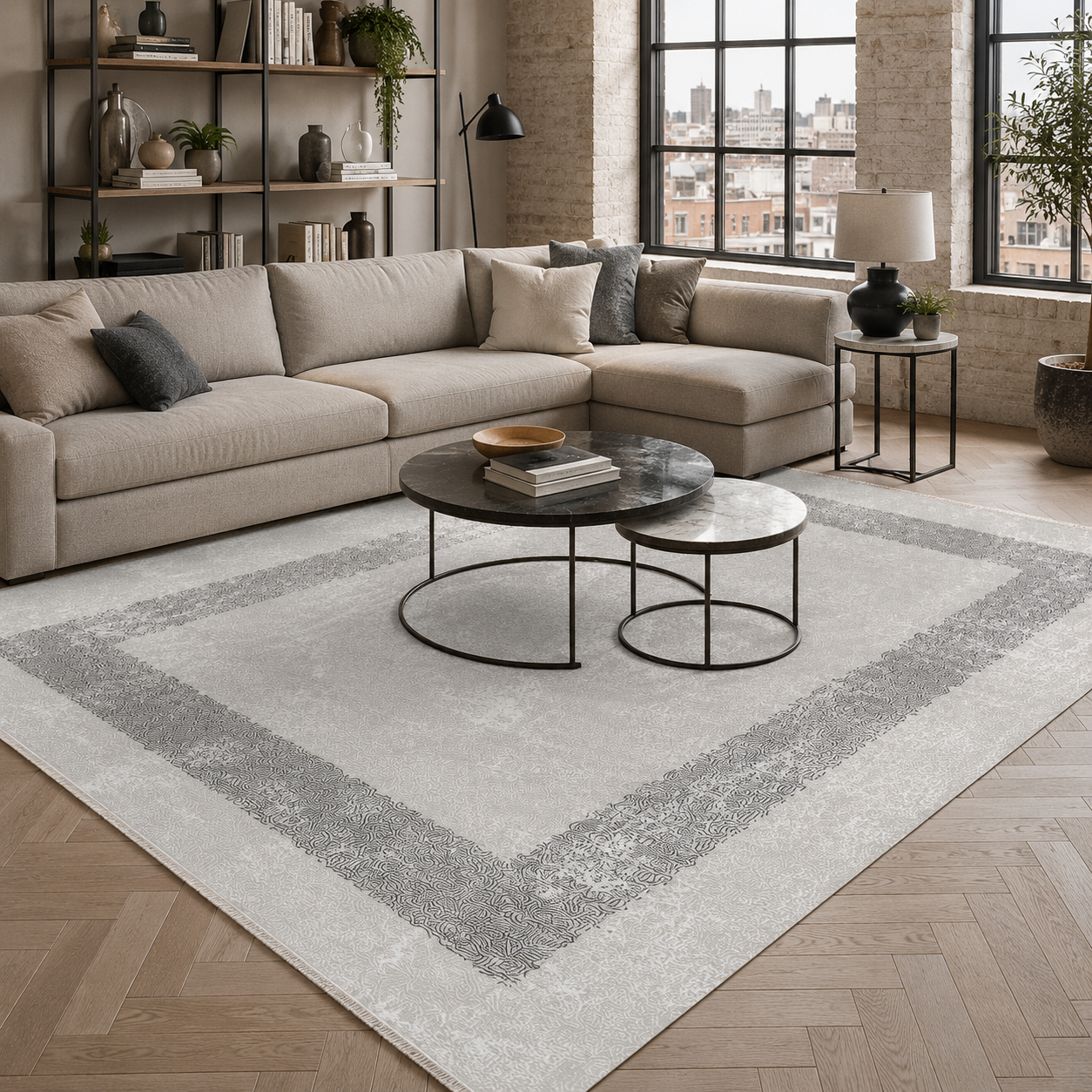 RW7074 washable chenille rug texture and pattern detail