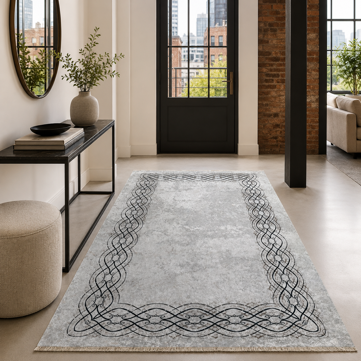 RW7075 washable chenille rug texture and pattern detail