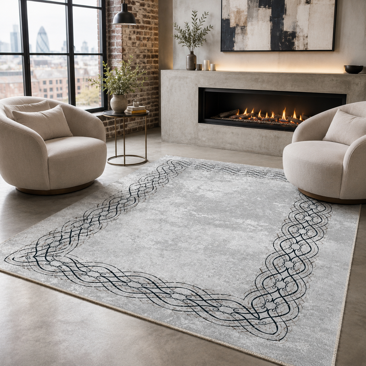 RW7075 washable chenille rug texture and pattern detail