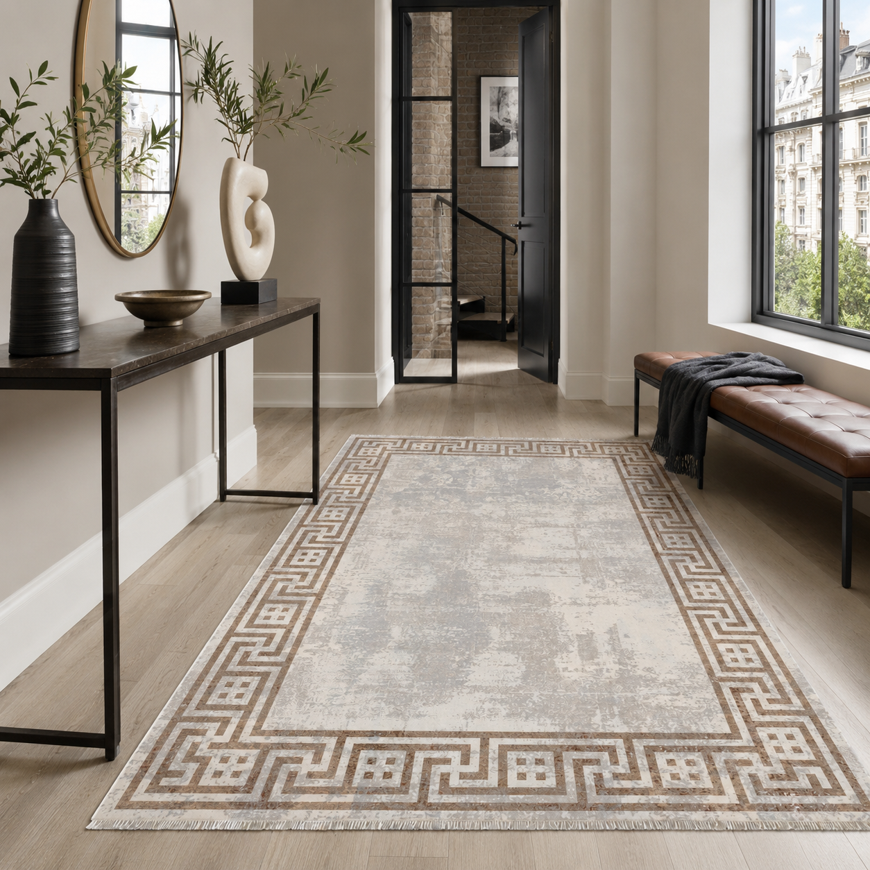 RW7077 washable chenille rug texture and pattern detail