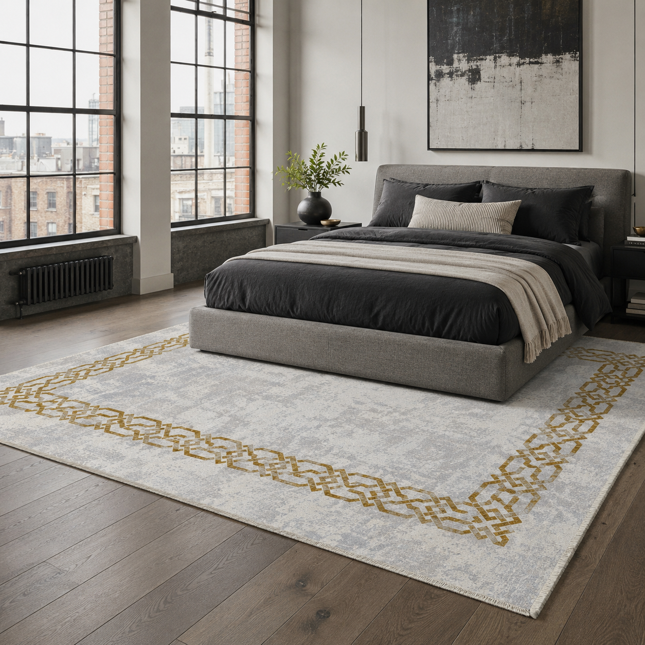 RW7078 washable chenille rug texture and pattern detail