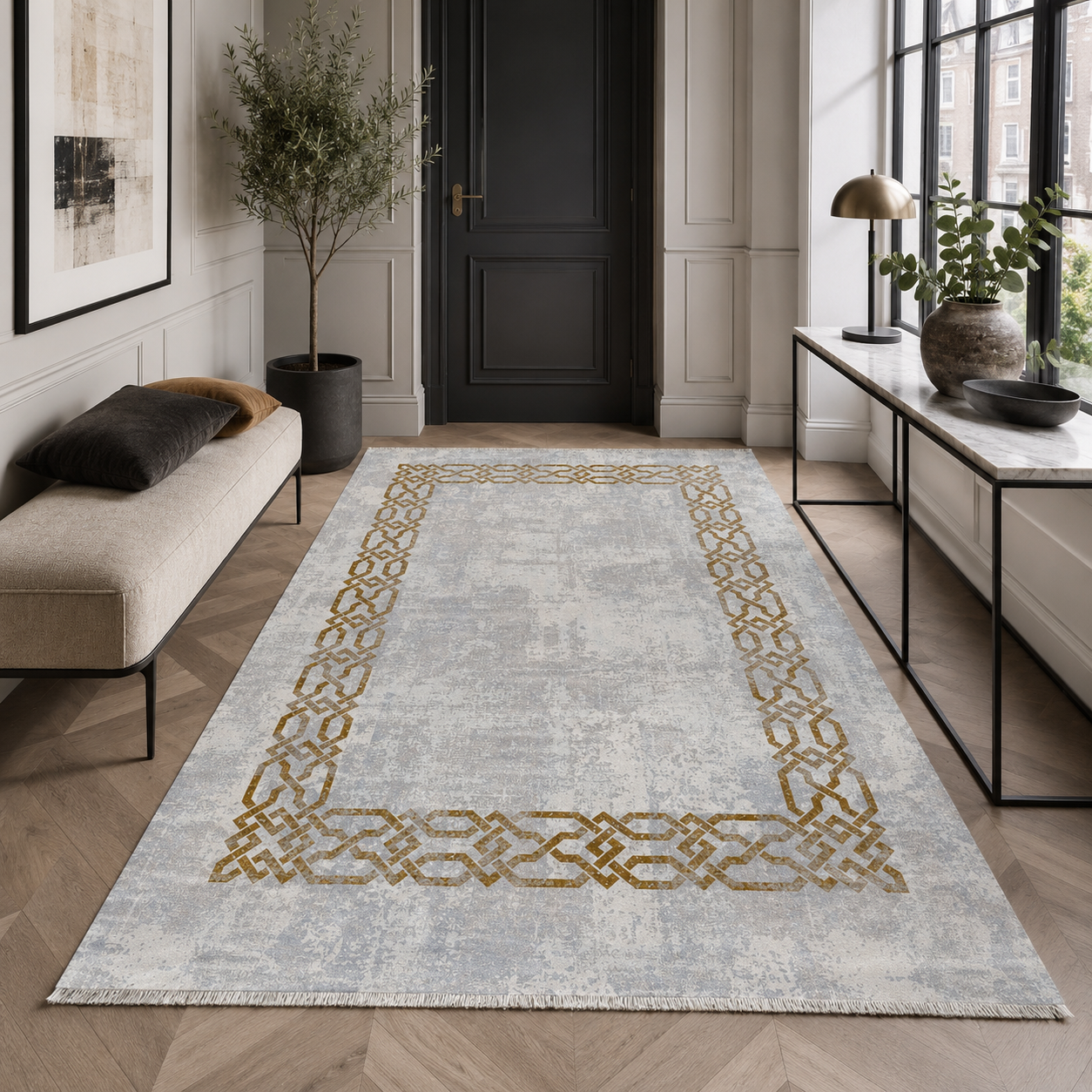 RW7078 washable chenille rug texture and pattern detail
