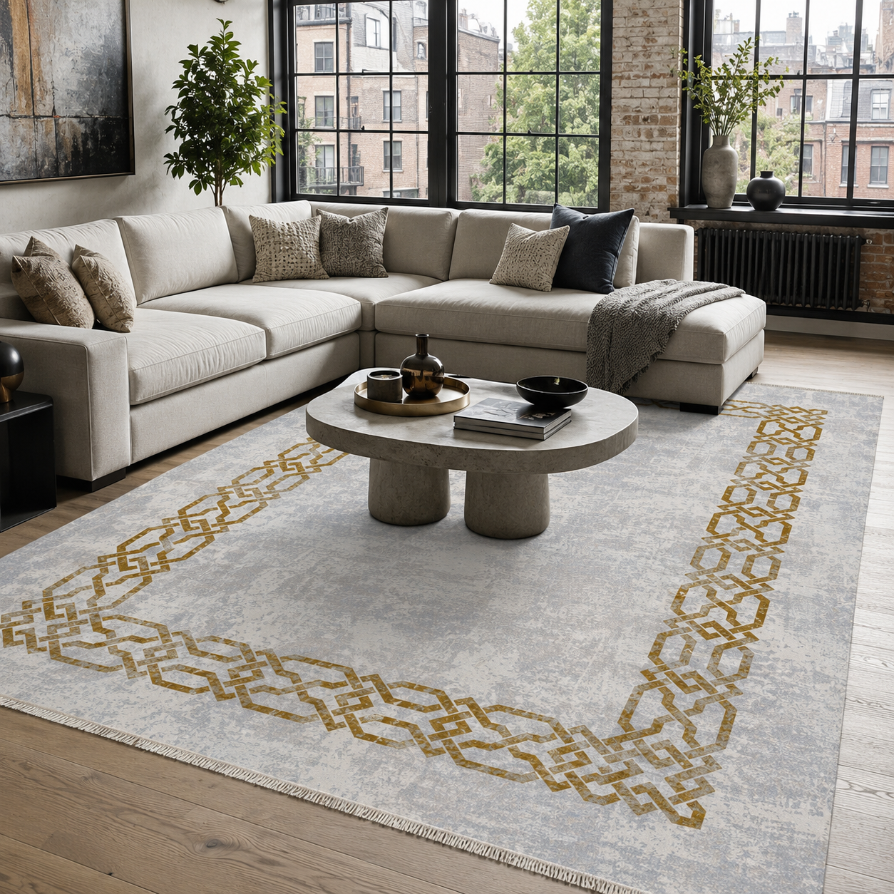 RW7078 washable chenille rug texture and pattern detail