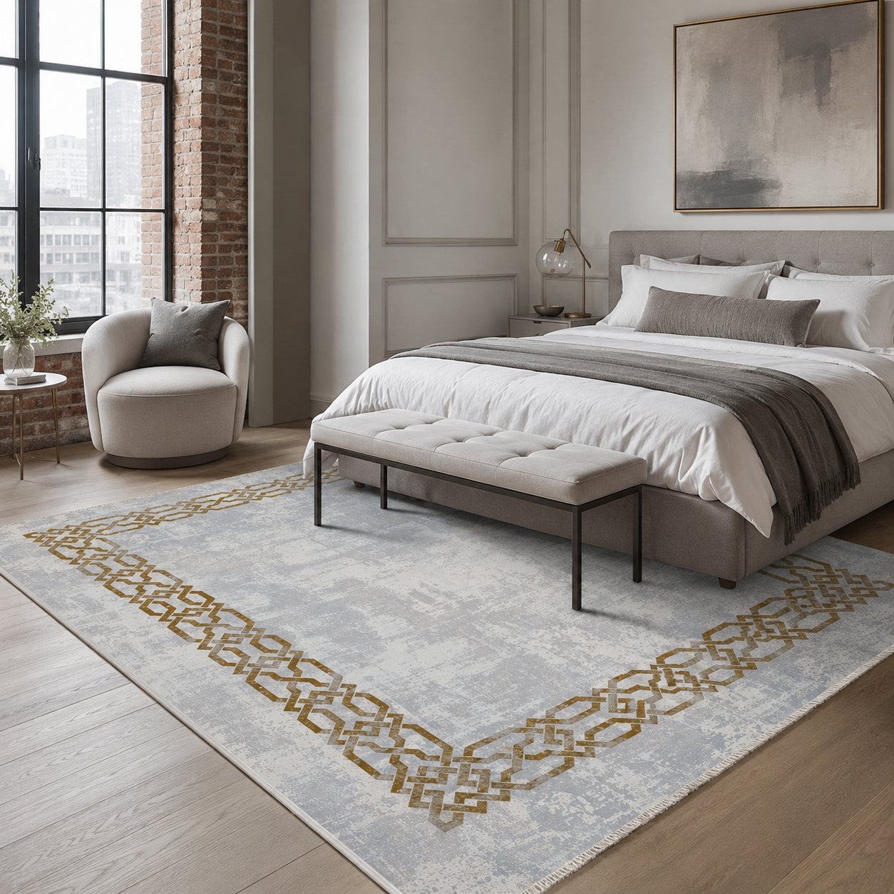 RW7078 washable chenille rug texture and pattern detail