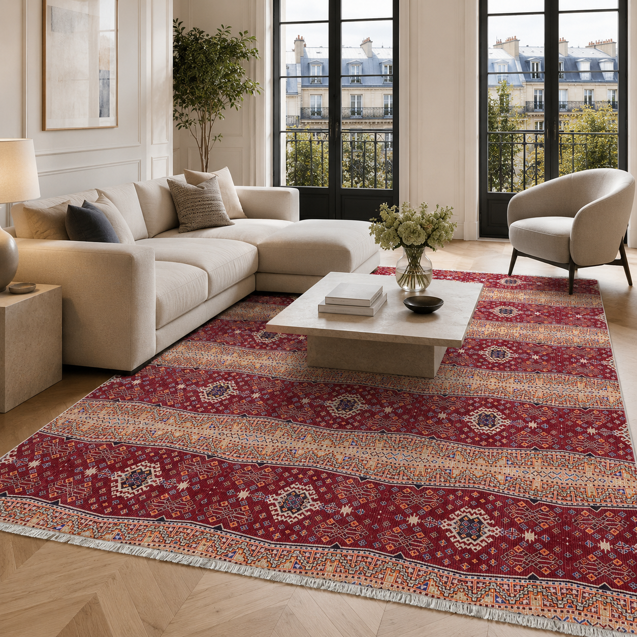 RW7080 washable chenille rug texture and pattern detail