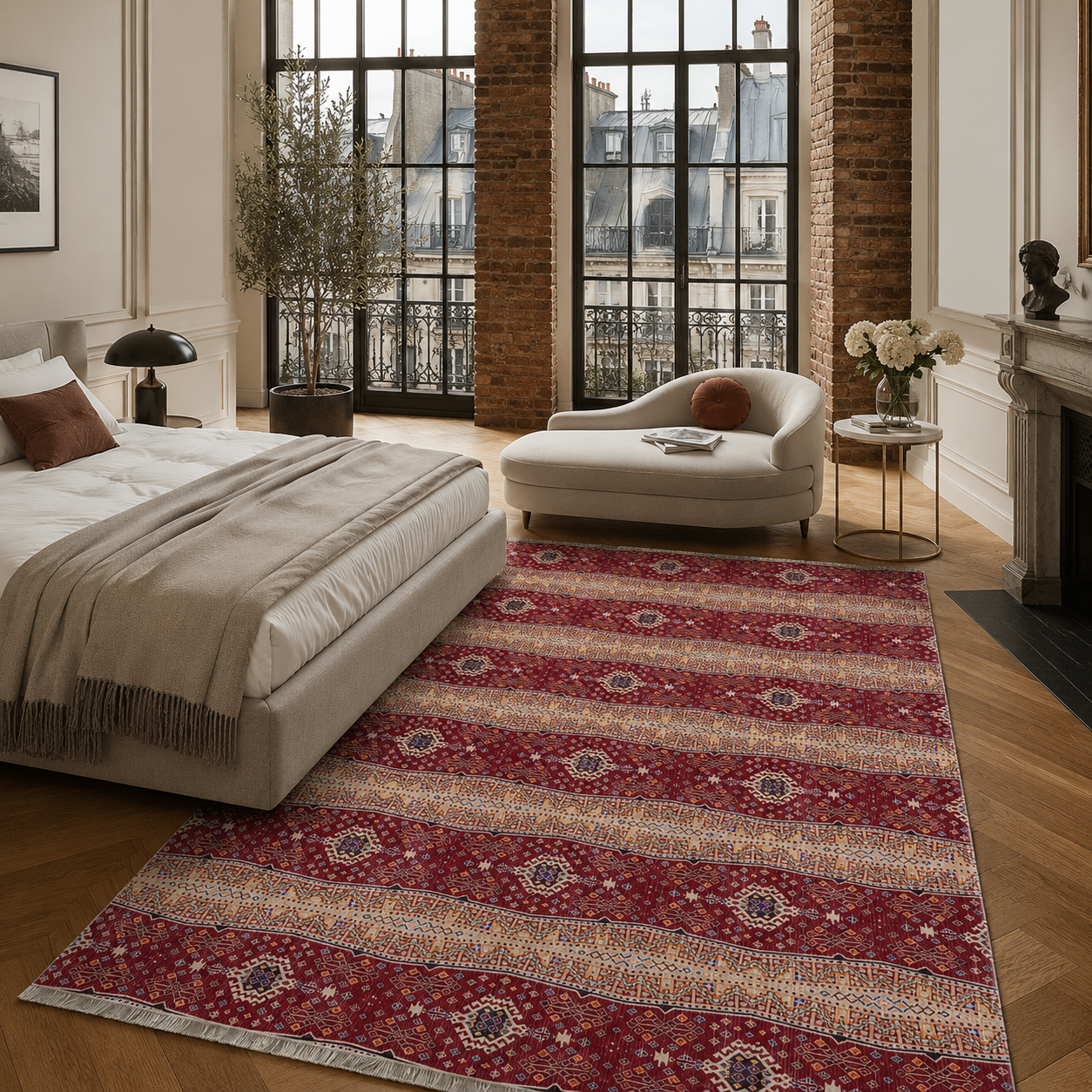 RW7080 washable chenille rug texture and pattern detail