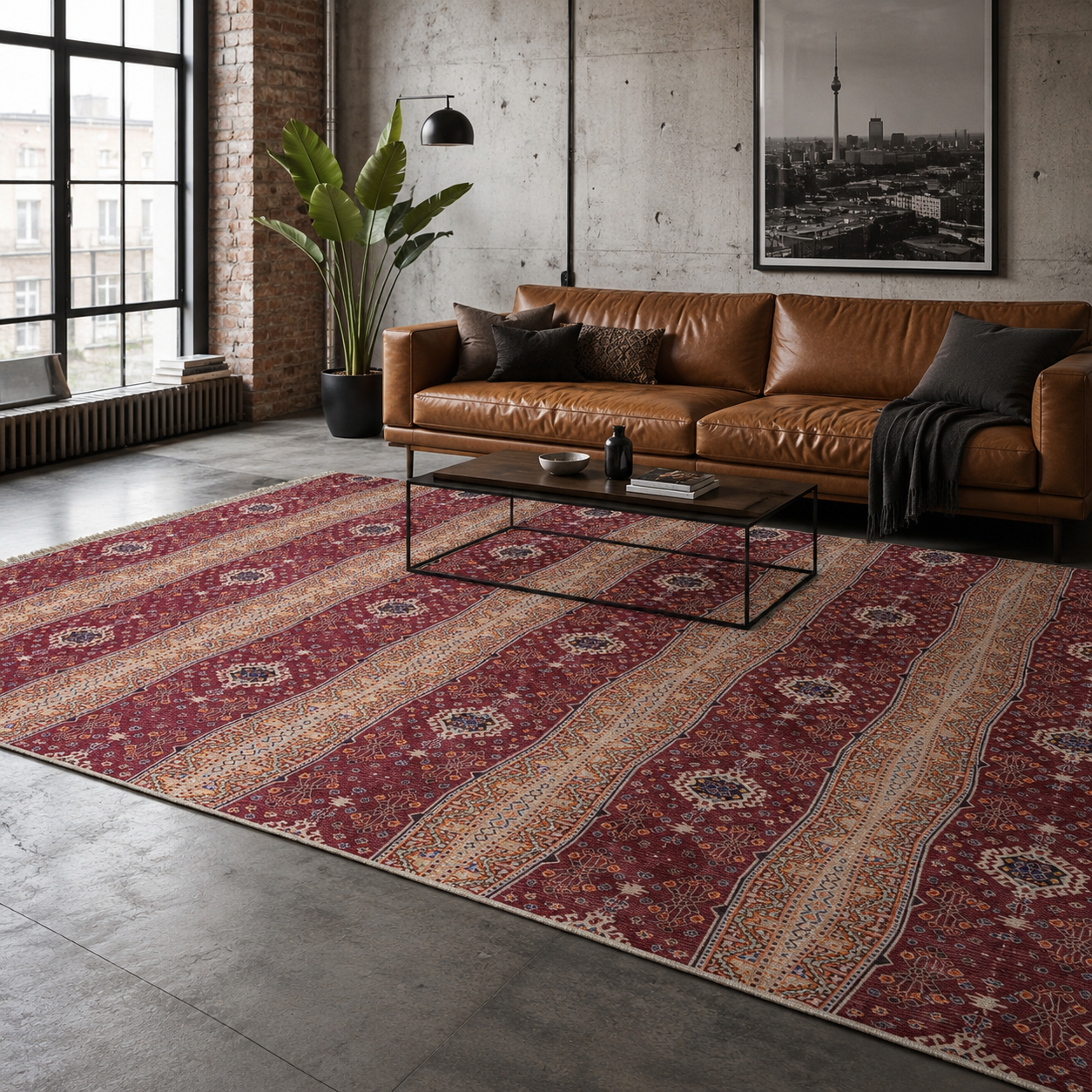 RW7080 washable chenille rug texture and pattern detail