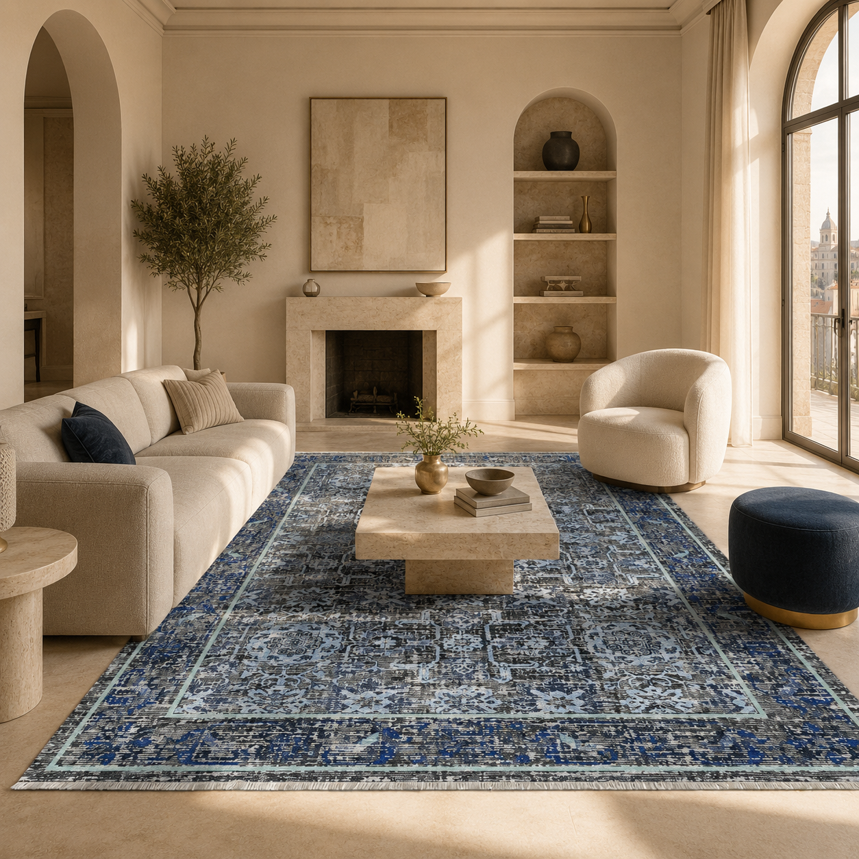 RW7082 washable chenille rug texture and pattern detail