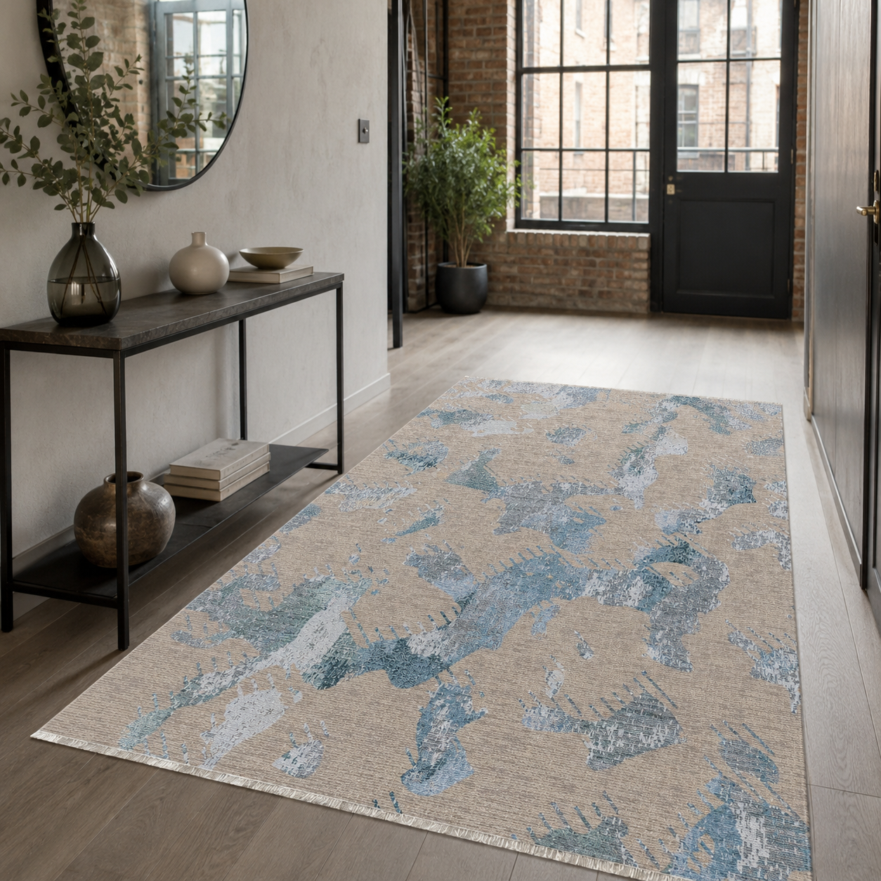 RW7083 washable chenille rug texture and pattern detail