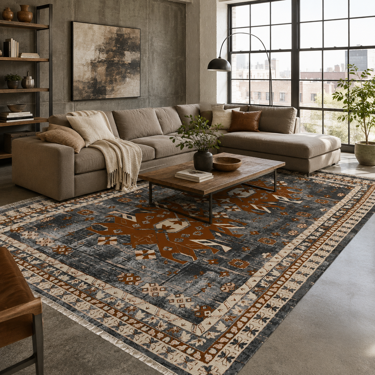 RW7084 washable chenille rug texture and pattern detail