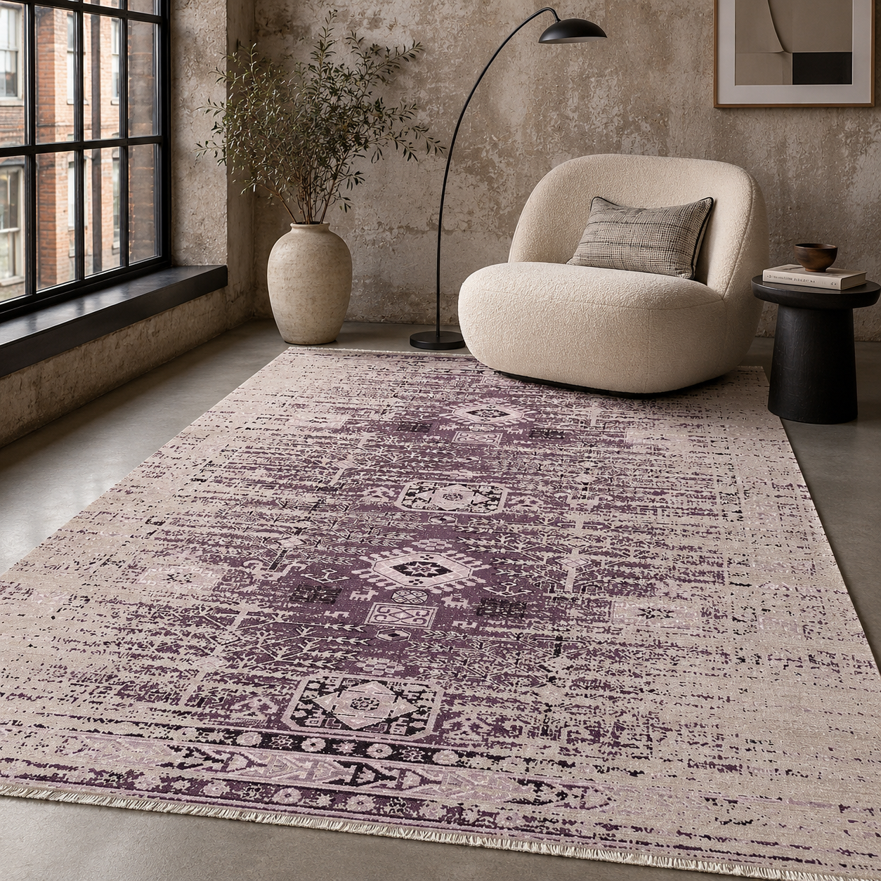 RW7085 washable chenille rug texture and pattern detail