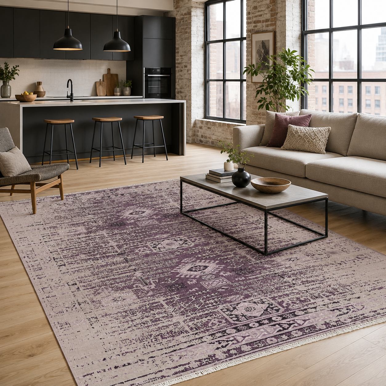 RW7085 washable chenille rug texture and pattern detail