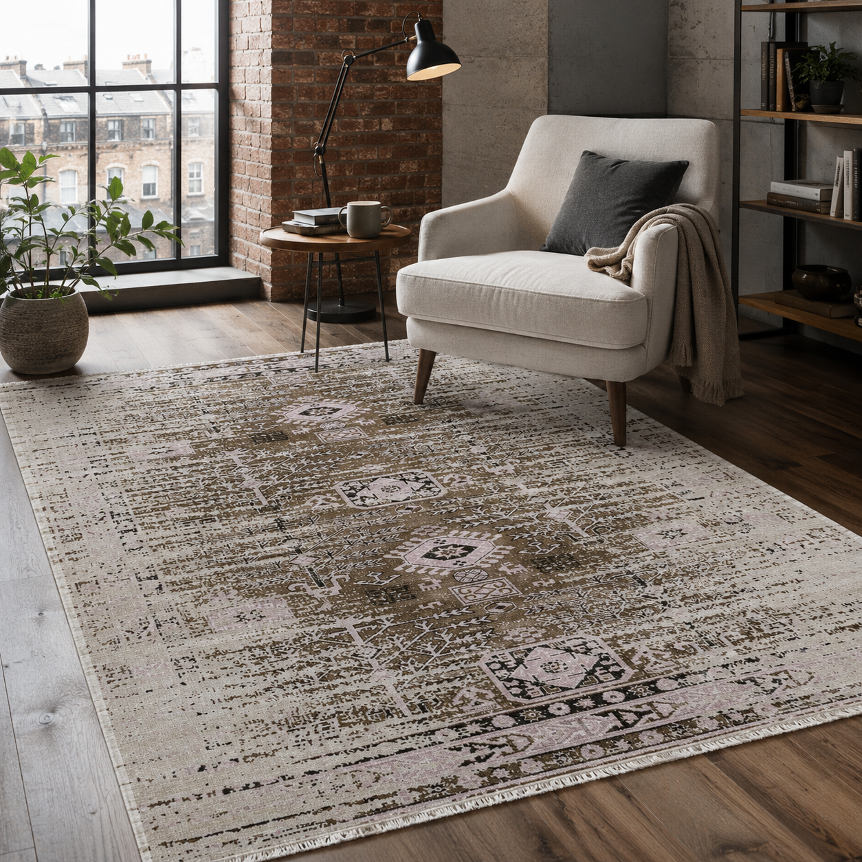 RW7086 washable chenille rug texture and pattern detail