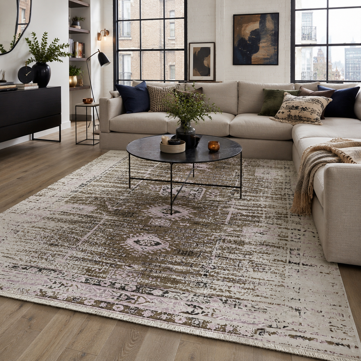 RW7086 washable chenille rug texture and pattern detail