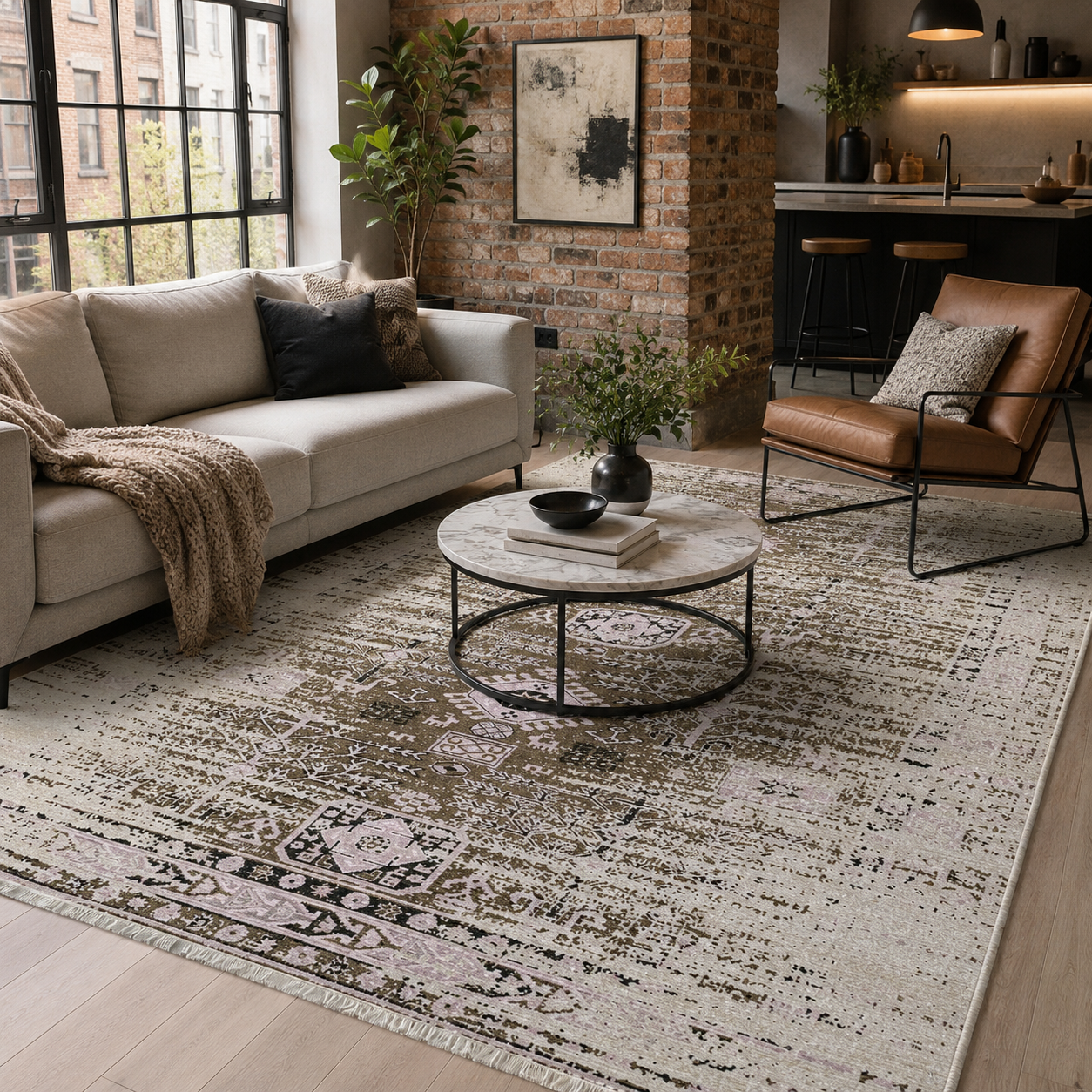 RW7086 washable chenille rug texture and pattern detail