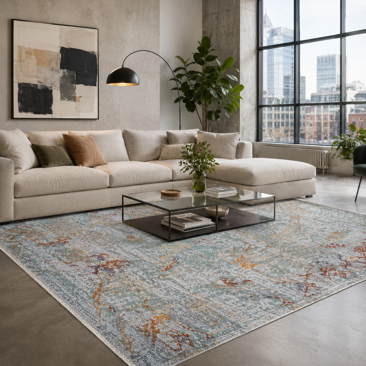 RW7088 washable chenille rug texture and pattern detail