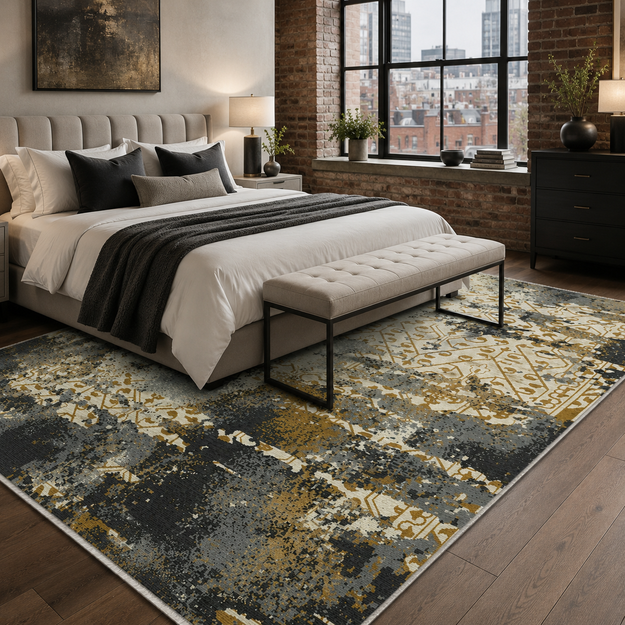 RW7089 washable chenille rug texture and pattern detail