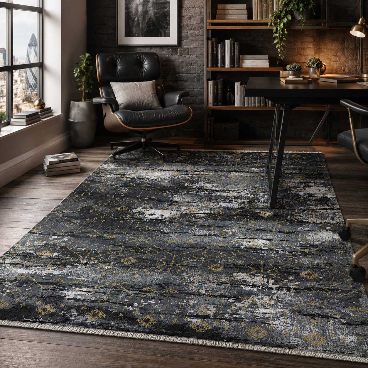 RW7090 washable chenille rug texture and pattern detail