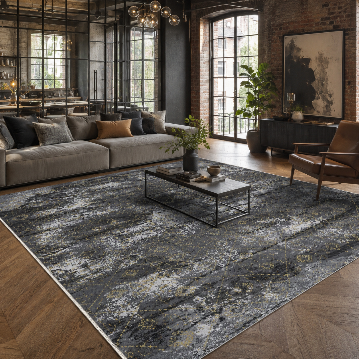 RW7090 washable chenille rug texture and pattern detail