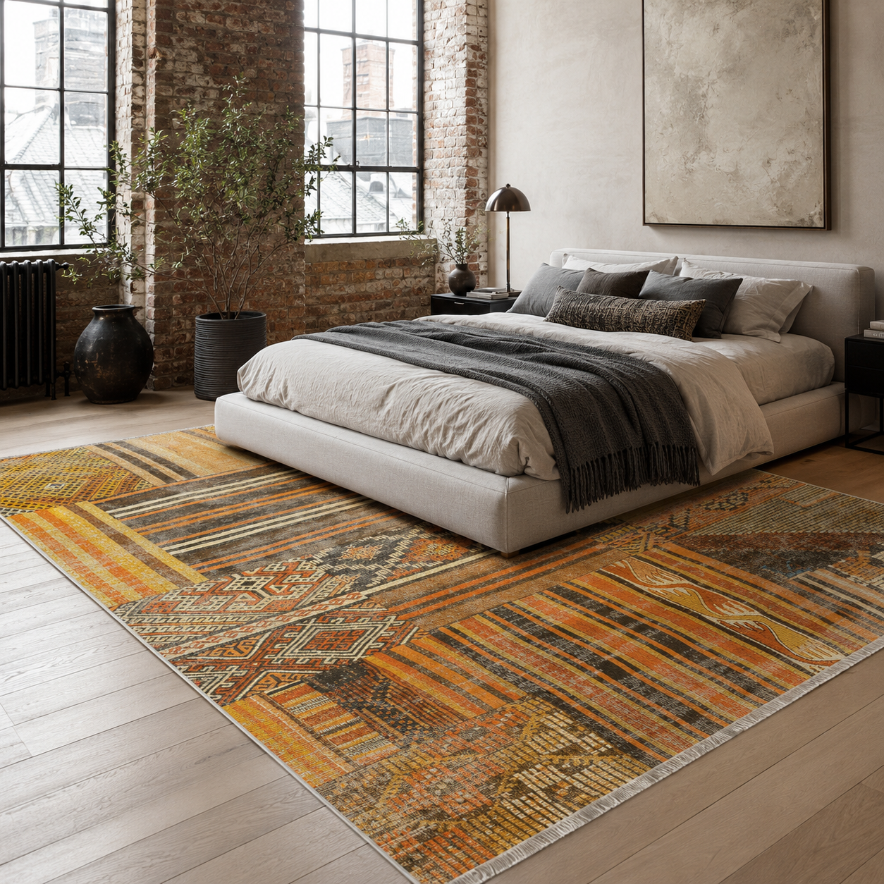 RW7091 washable chenille rug texture and pattern detail
