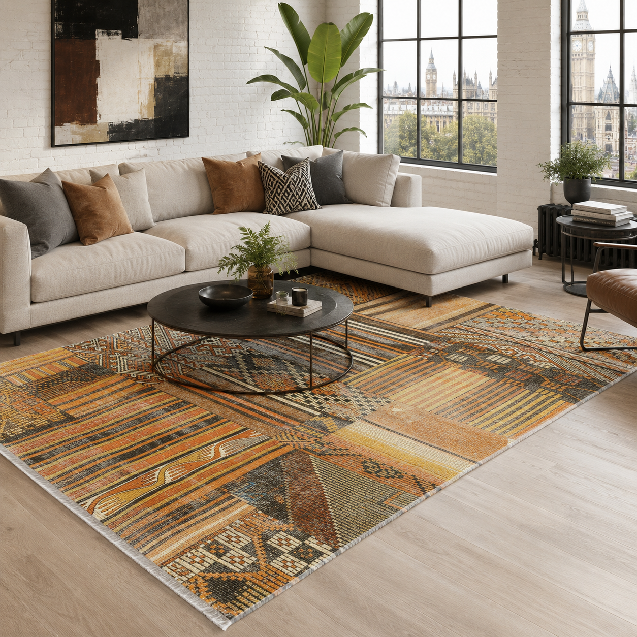 RW7091 washable chenille rug texture and pattern detail