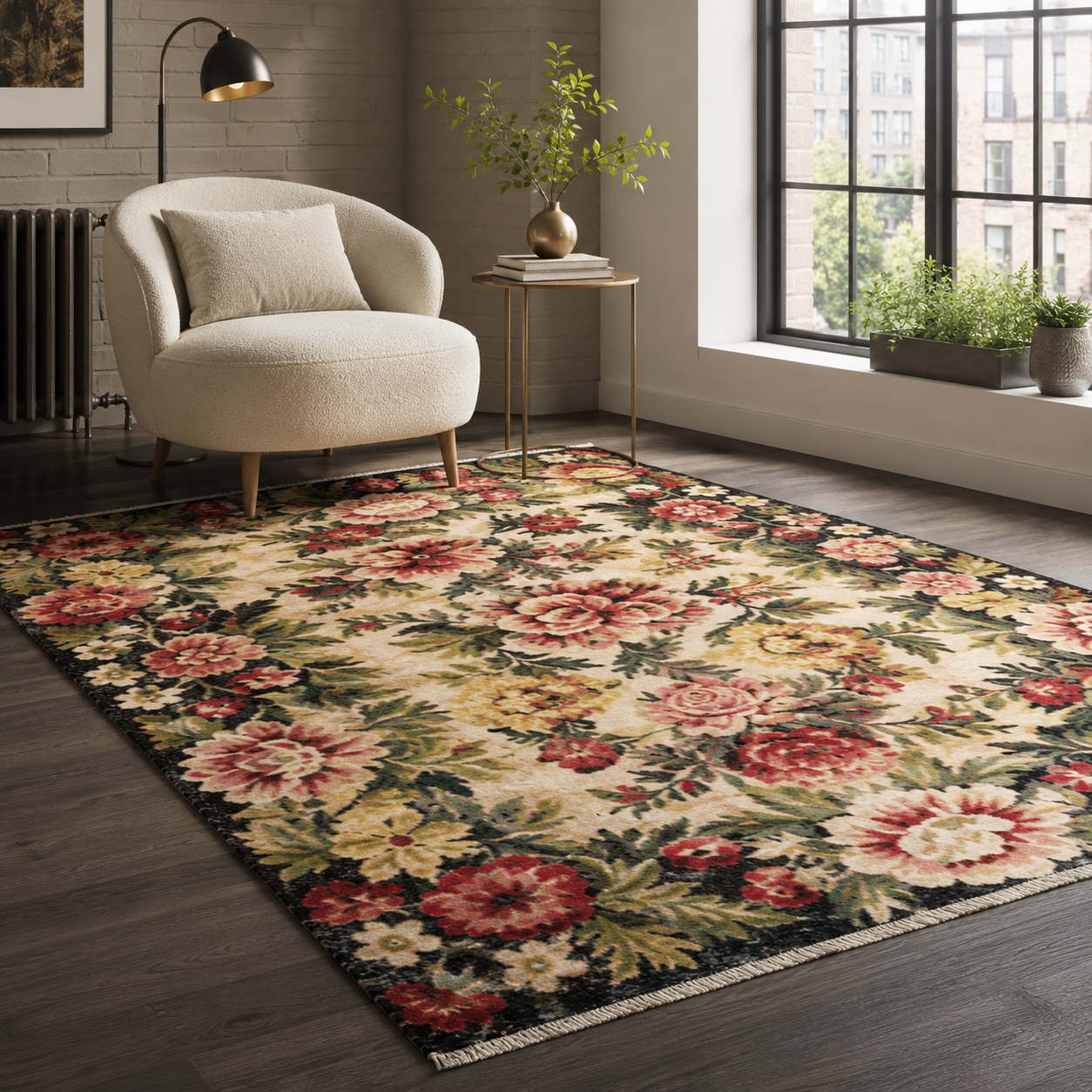 RW7092 washable chenille rug texture and pattern detail