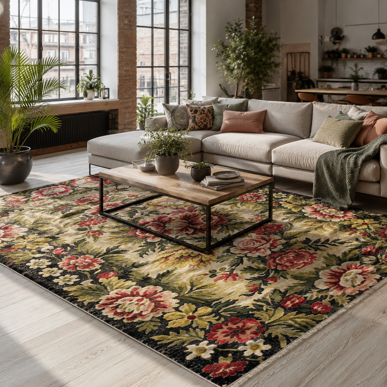 RW7092 washable chenille rug texture and pattern detail
