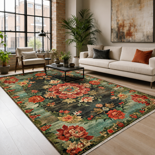 RW7093 washable chenille area rug