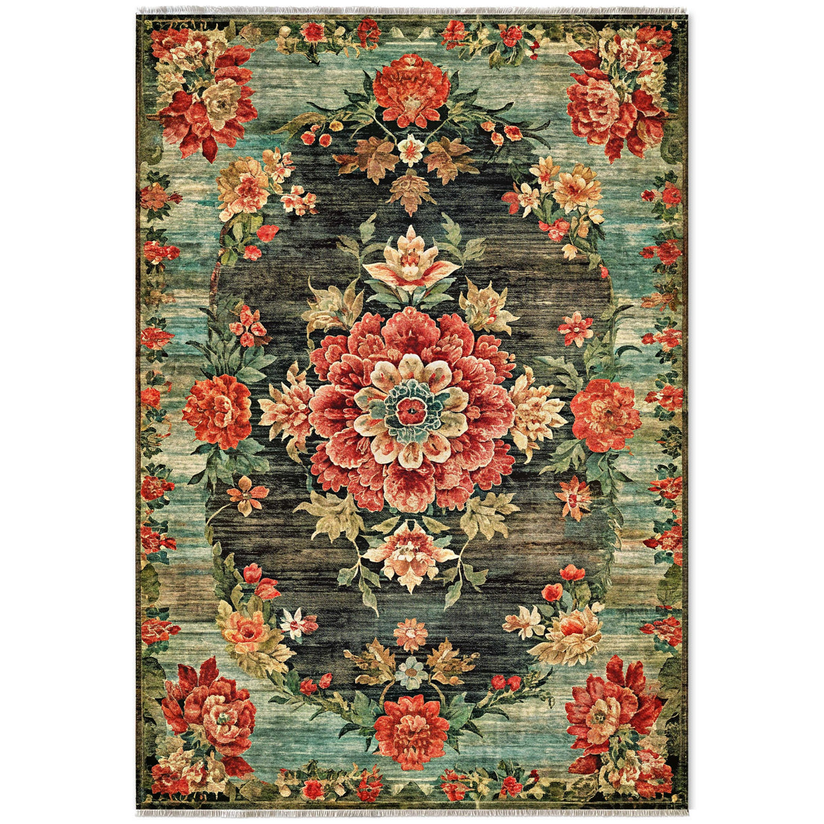 RW7093 washable chenille area rug viewed from above