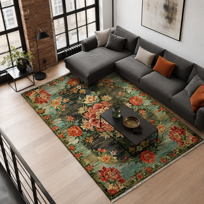 RW7093 washable chenille rug texture and pattern detail