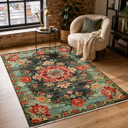 RW7093 washable chenille rug texture and pattern detail