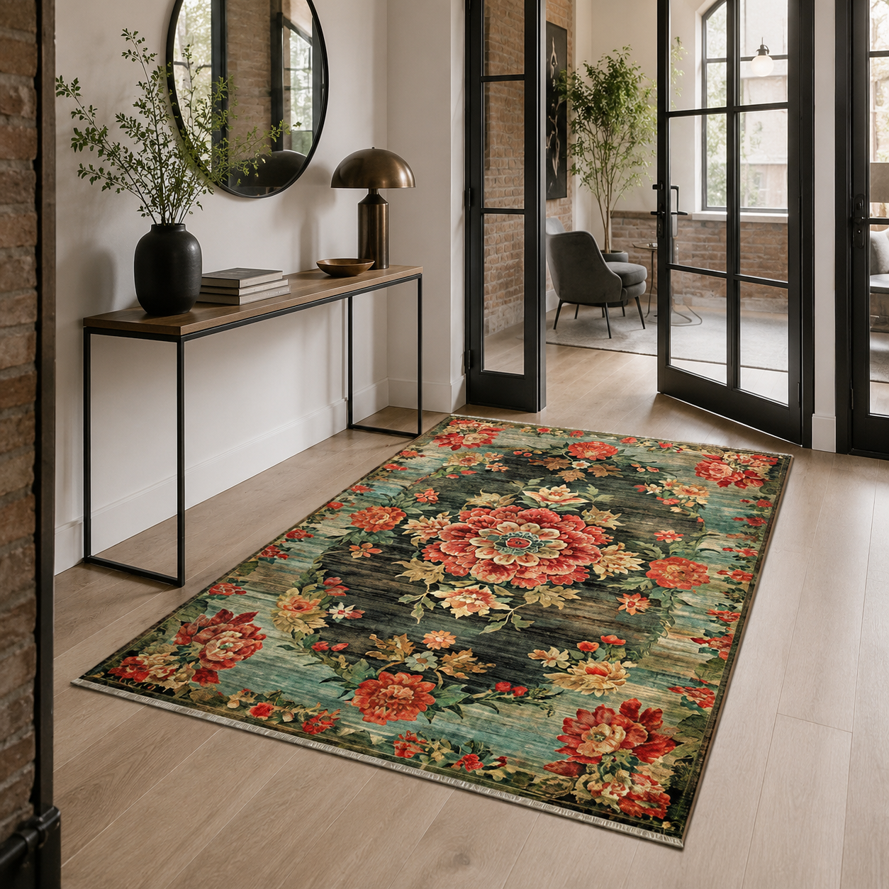 RW7093 washable chenille rug texture and pattern detail