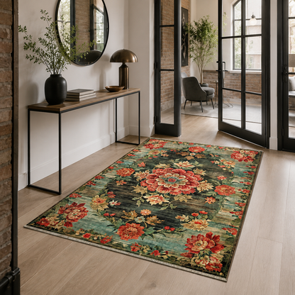 RW7093 washable chenille rug texture and pattern detail