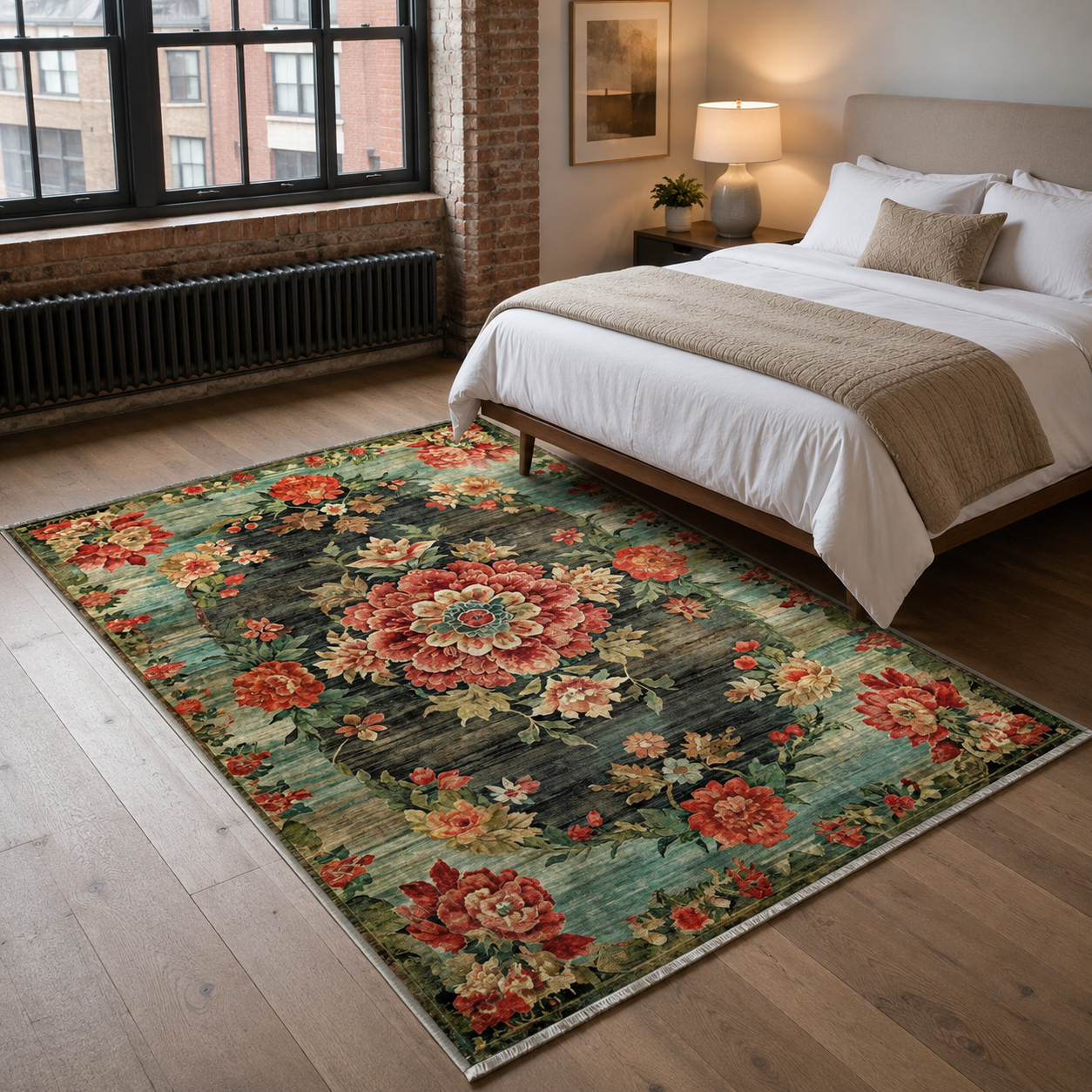 RW7093 washable chenille rug texture and pattern detail