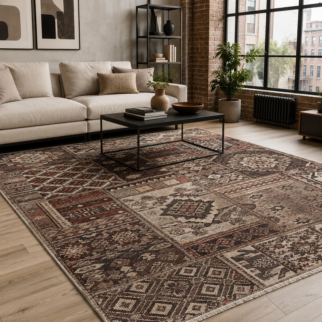 RW7094 washable chenille rug texture and pattern detail