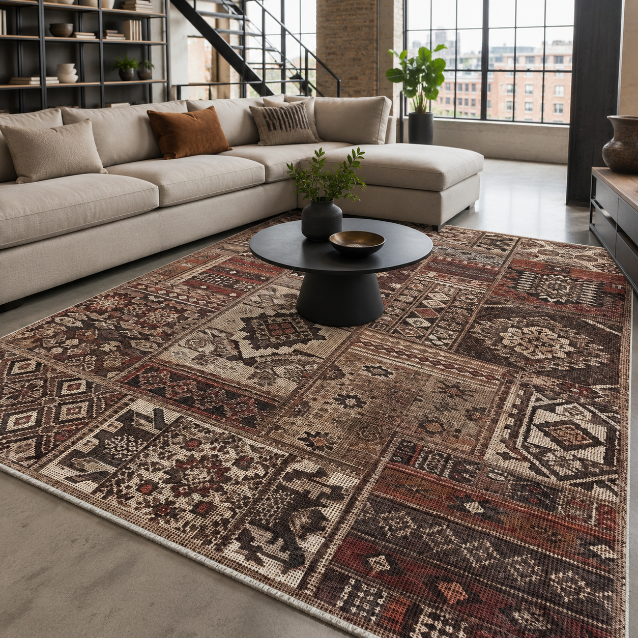 RW7094 washable chenille rug texture and pattern detail