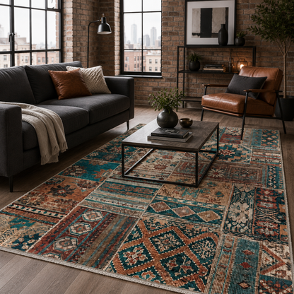 RW7095 washable chenille rug texture and pattern detail