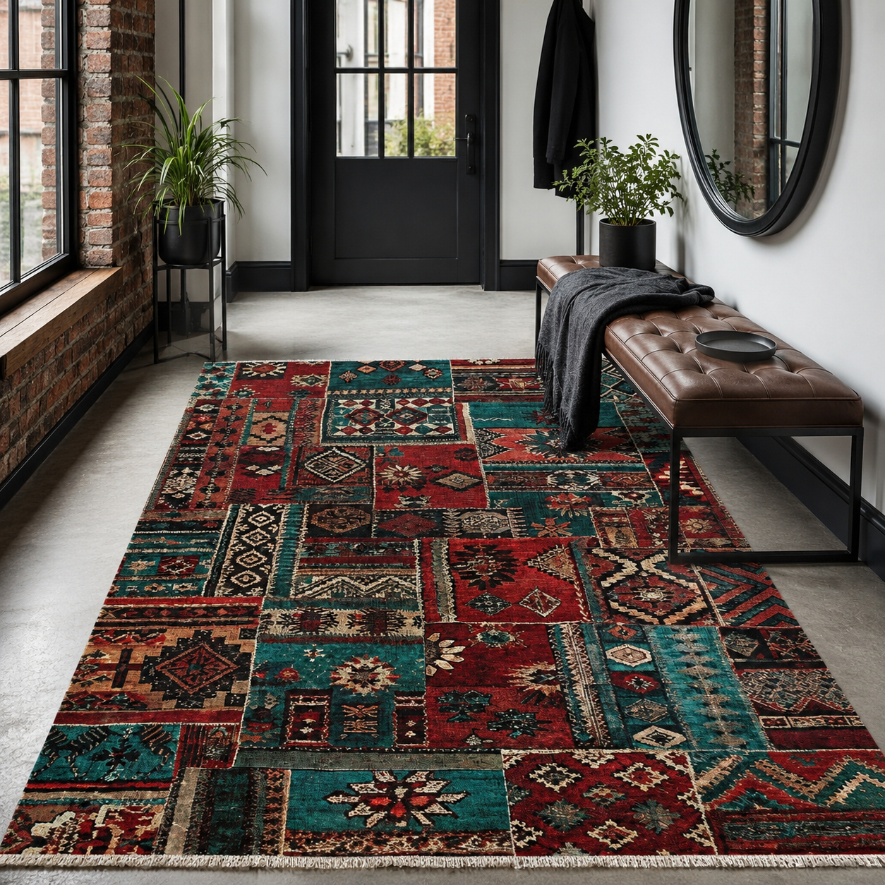 RW7096 washable chenille rug texture and pattern detail