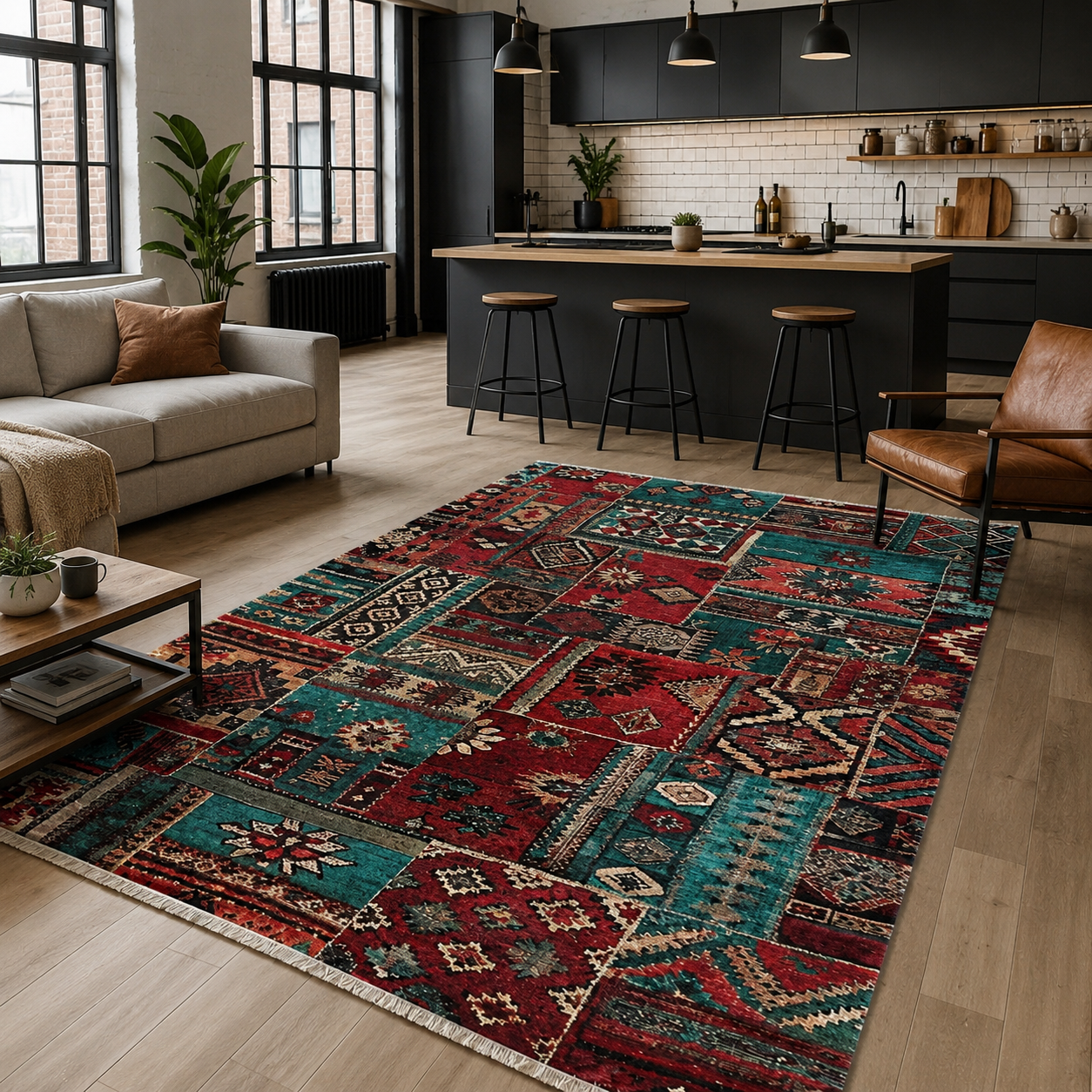 RW7096 washable chenille rug texture and pattern detail
